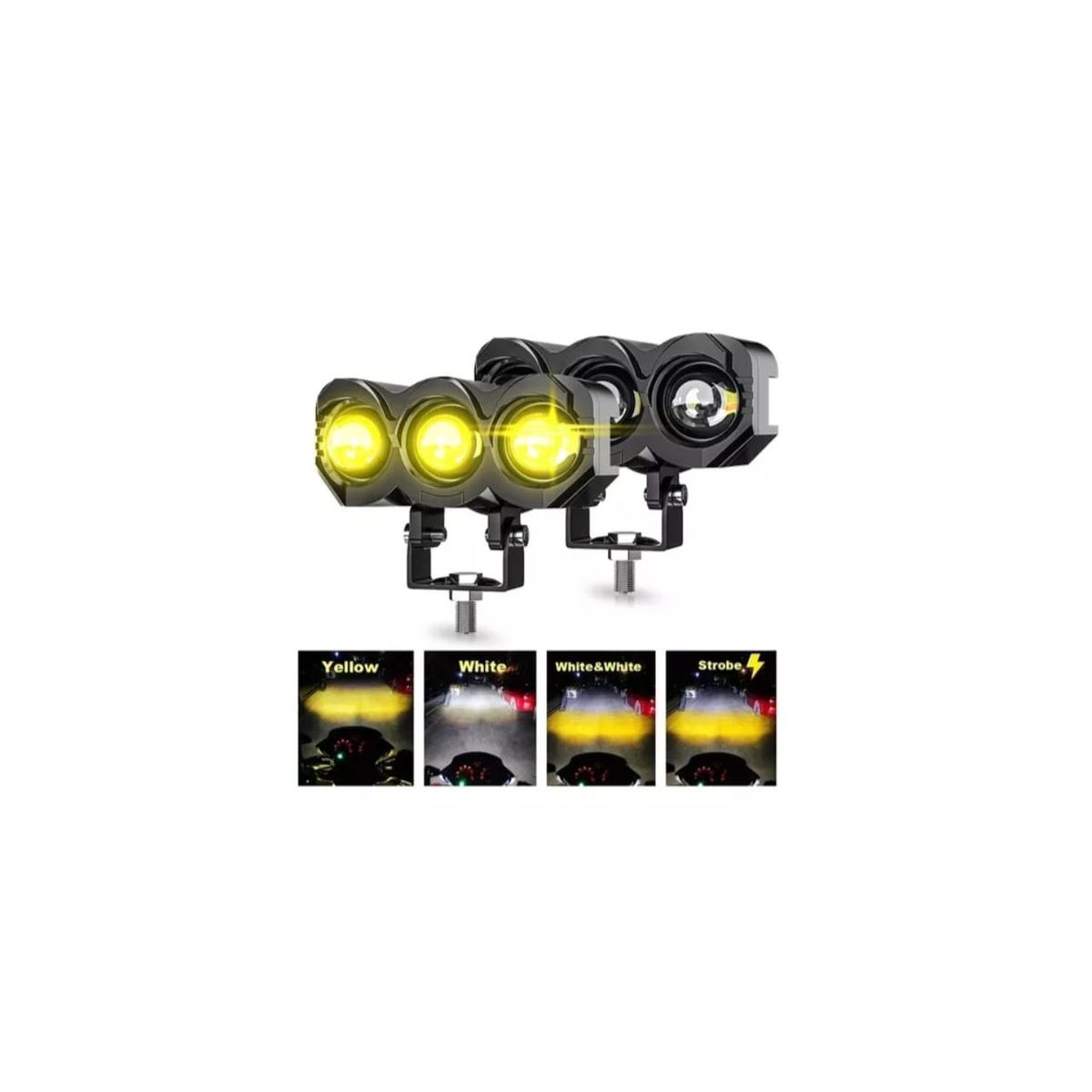 GENERICO - Par Faros Auxiliares Lupa Led dual amarillo y blanco