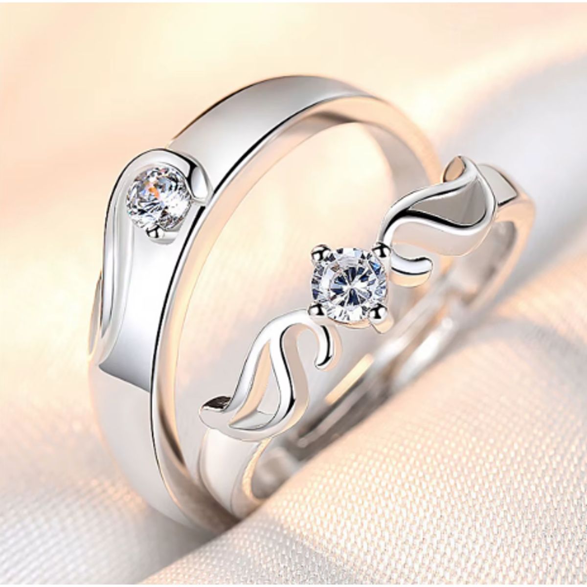 GENERICO - Anillos de Pareja Ajustables  Conexión Brillante