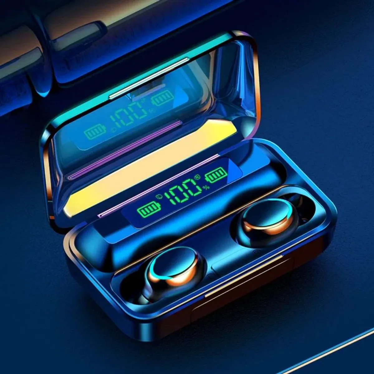 GENERICO - Audífonos Bluetooth 5.0 F9 con Pantalla LED y Power Bank