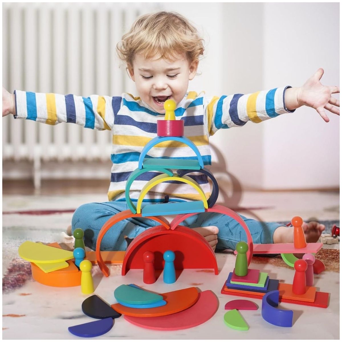 GENERICO - Juego Didáctico de Bloques Apilables Coloridos para Niños