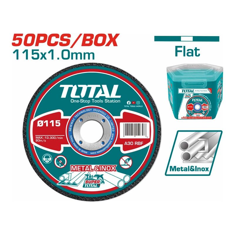 TOTAL TOOLS - KIT X 50 DISCOS DE CORTE 4-1/2”  1.0MM