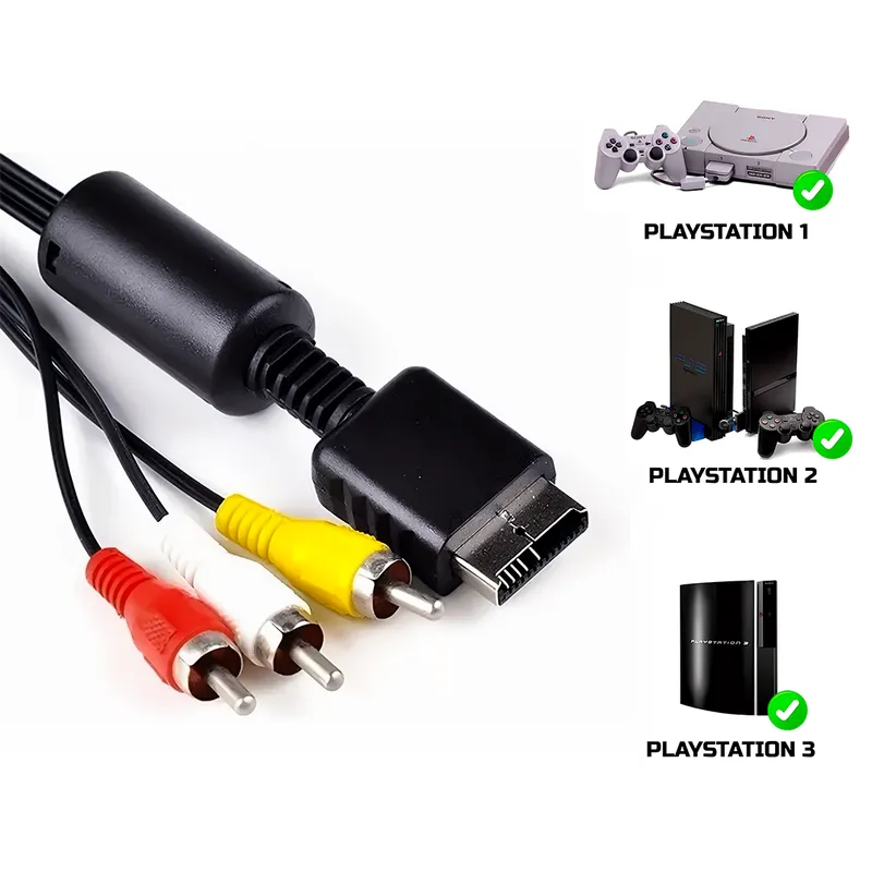 GENERICO - CABLE audio y video  AV para PLAYSTATION 1, 2 y 3