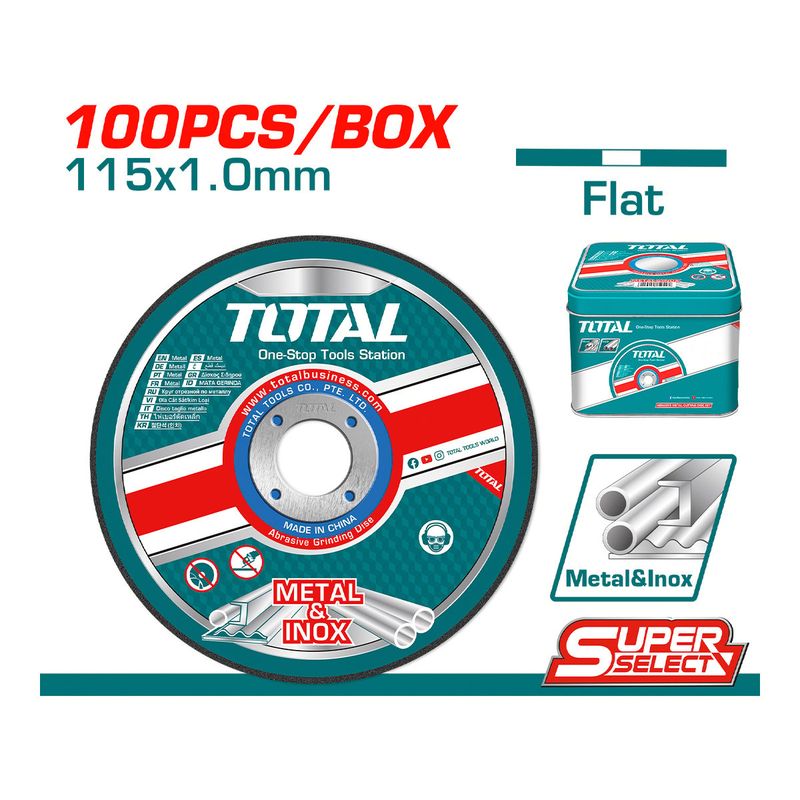 TOTAL TOOLS - KIT X 100 DISCOS DE CORTE 4.1/2” 1.0MM