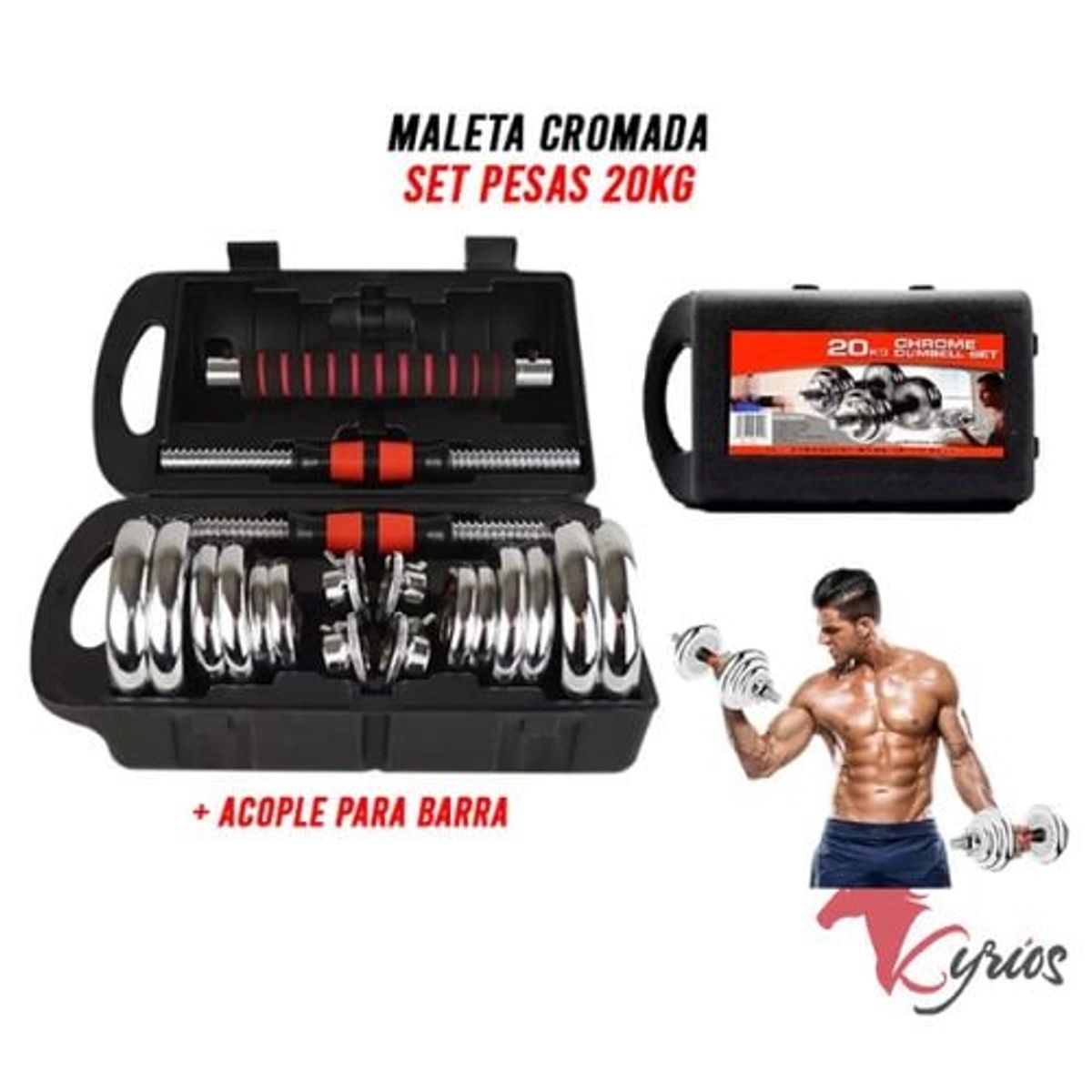 NO LOGO - Set De Mancuernas De 20 Kg Cromadas Premiun