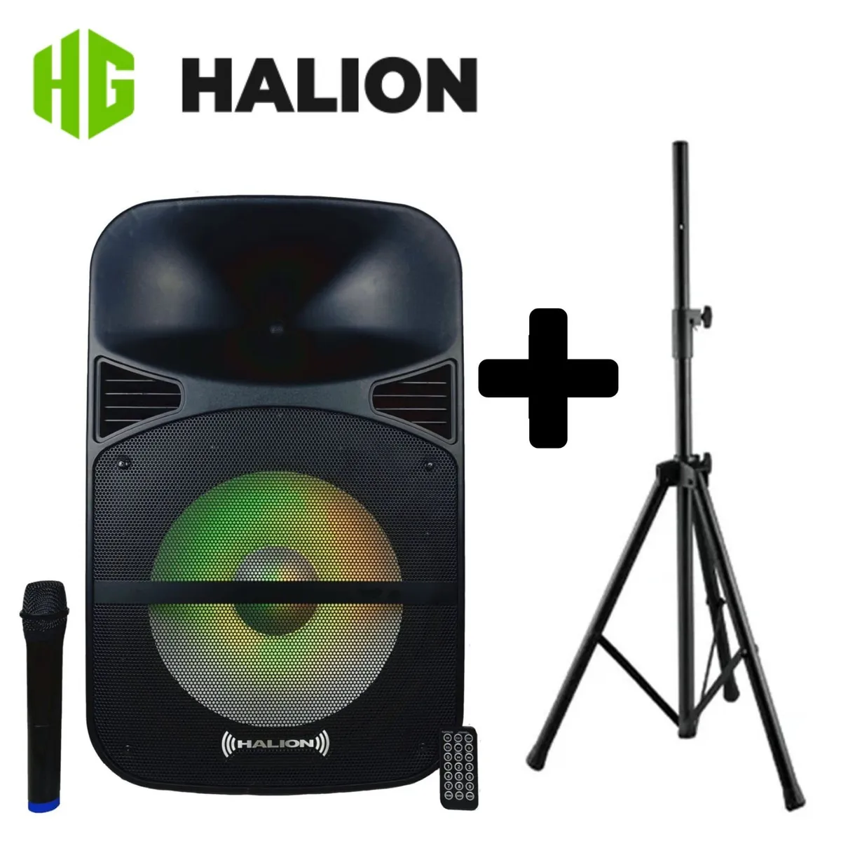 HALION - Parlante Portátil Halion PHA15MDB 1000W micrófono UHF + Soporte
