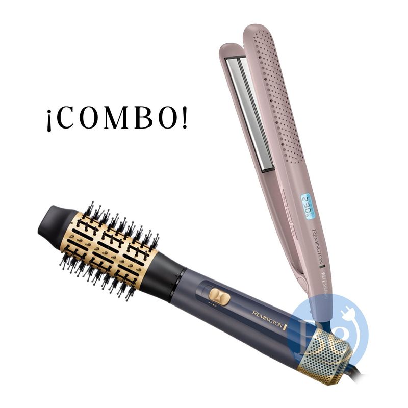 REMINGTON - Combo Remington Alisadora Wet2Straight S27A y Cepillo Sapphire Luxe