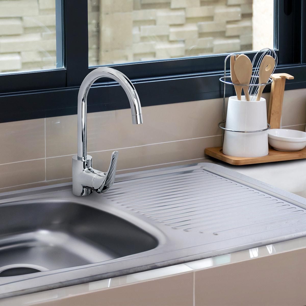 TREBOL - Monocomando para Cocina en Bronce Cromado