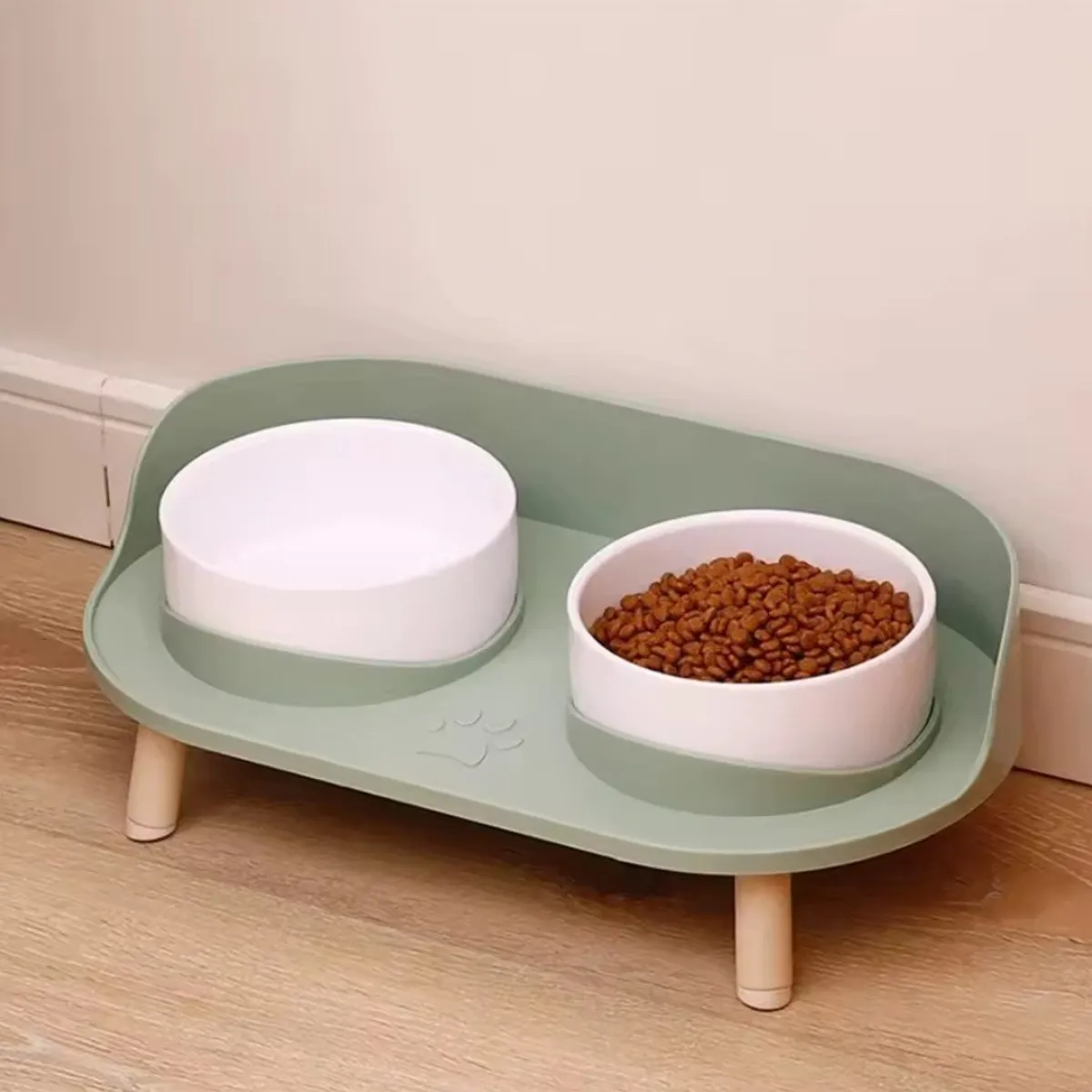 GENERICO - Plato Alto Para Perro Comedero Doble para mascota - Verde