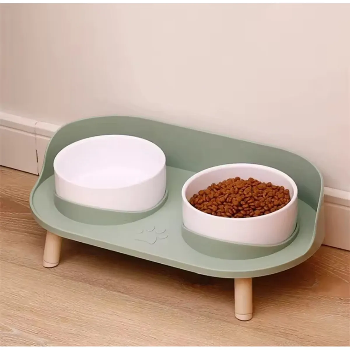 GENERICO - Plato Alto Para Perro Comedero Doble para mascota - Verde