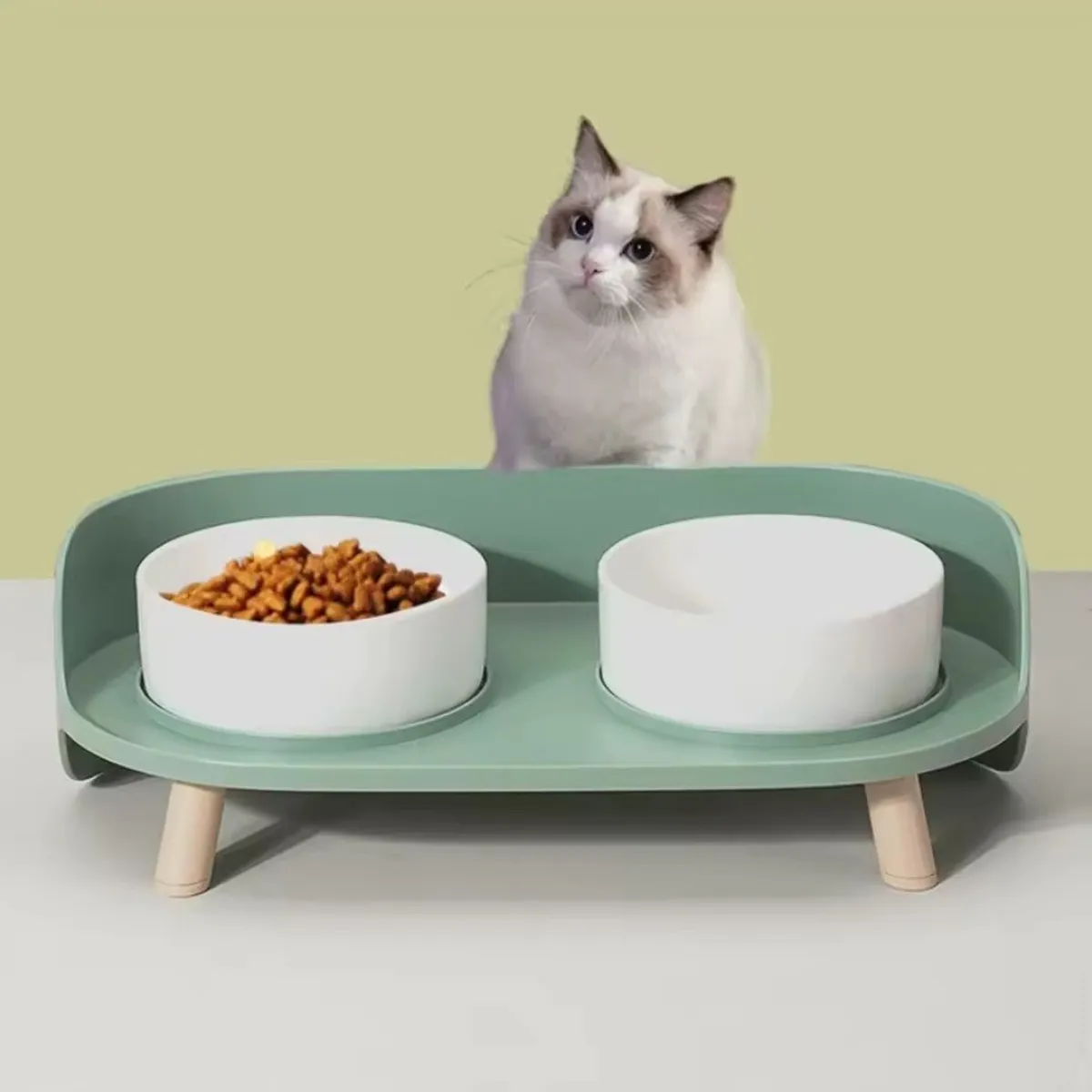 GENERICO - Plato Alto Para Perro Comedero Doble para mascota - Verde