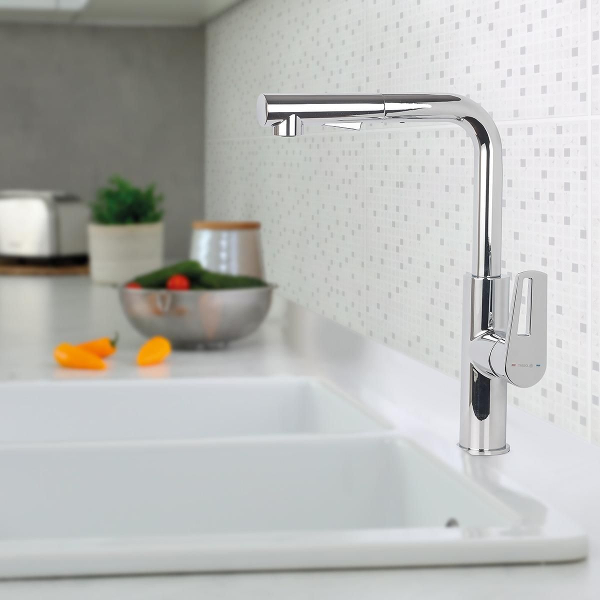 TREBOL - Monocomando para Cocina en Bronce Cromado