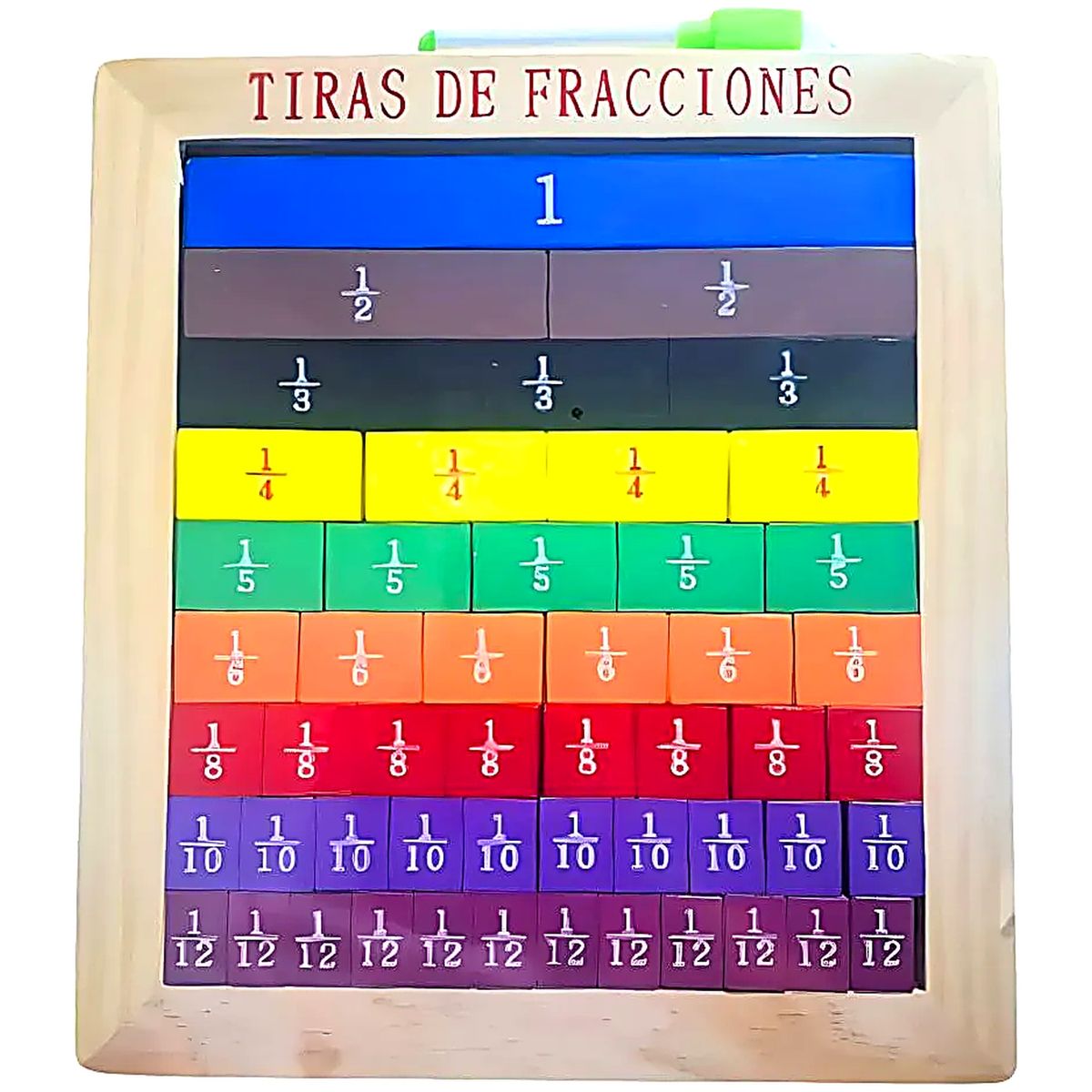GENERICO - Tablero Didáctico de Fracciones de Madera para Niños