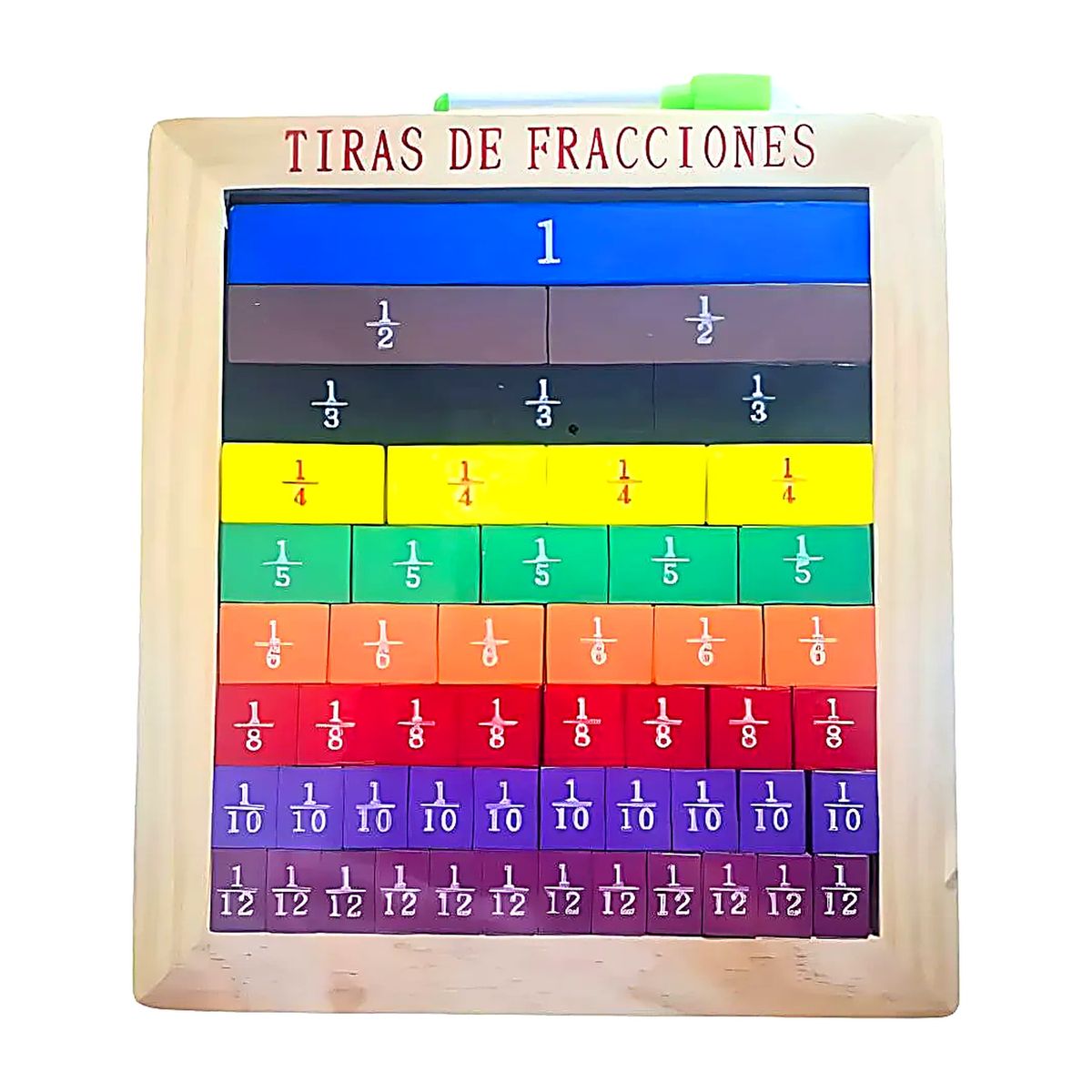 GENERICO - Tablero Didáctico de Fracciones de Madera para Niños