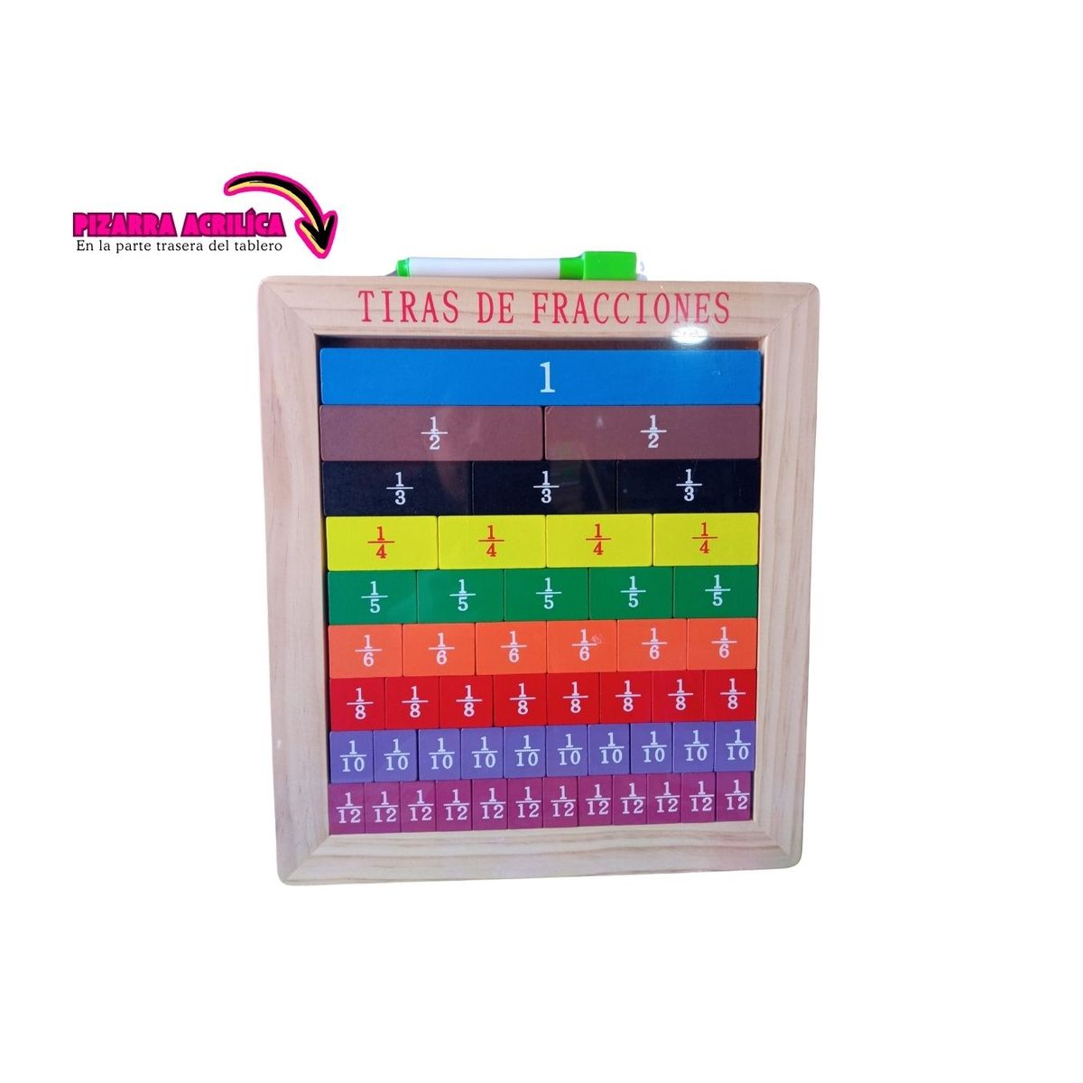 GENERICO - Tablero Didáctico de Fracciones de Madera para Niños