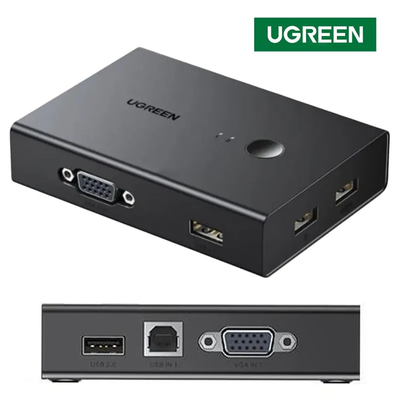UGREEN - USB 2.0 KVM Switch VGA 2 puertos UGREEN KVM VGA Controla 2 pcs