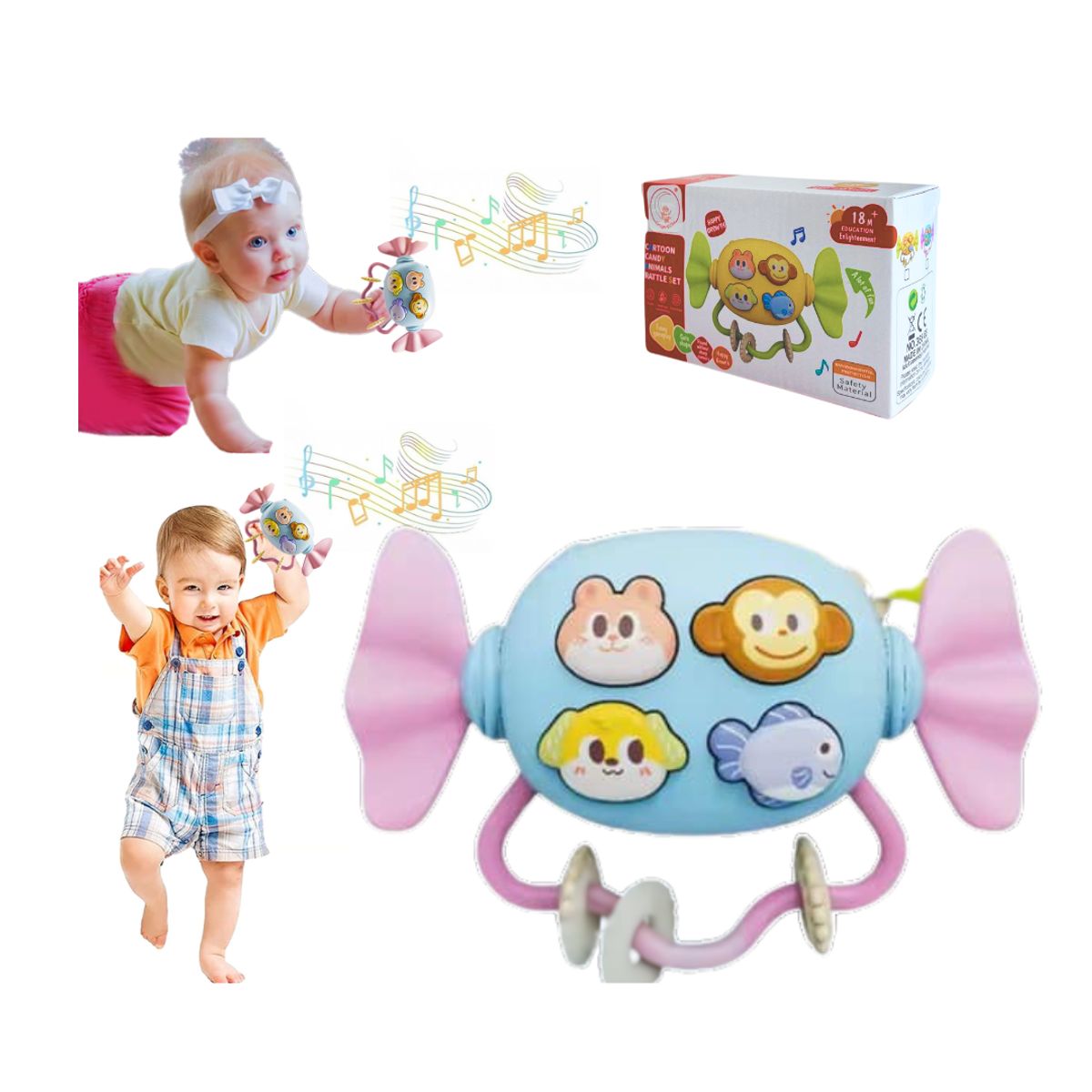 GENERICO - Sonajero Caramelo Musical Sensorial para Bebé