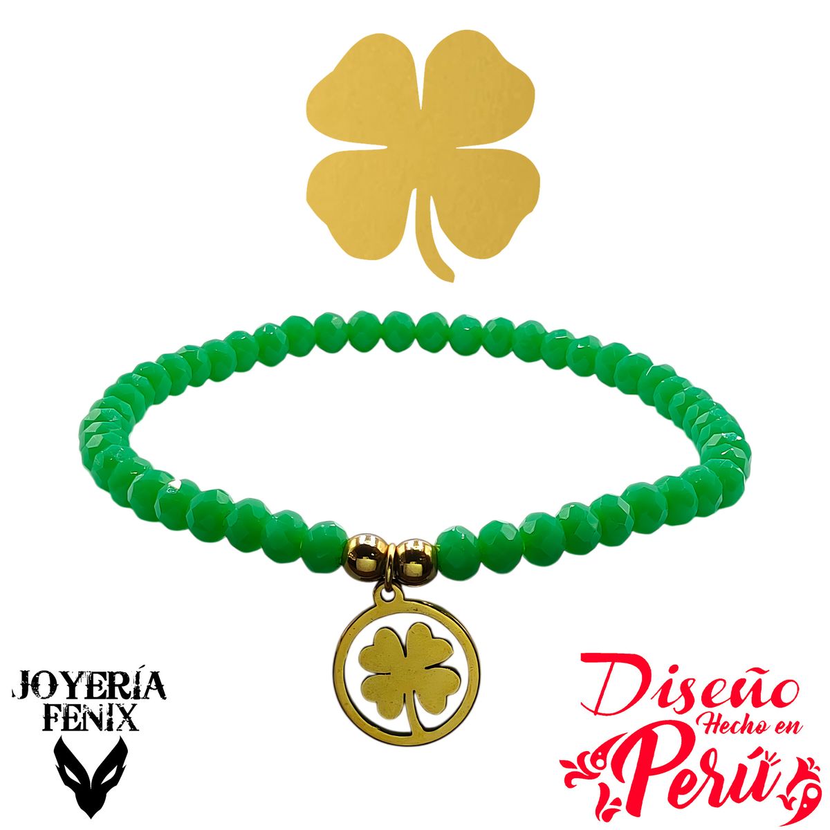 JOYERIA FENIX - Pulsera Trébol Elástica - Joyería Fénix