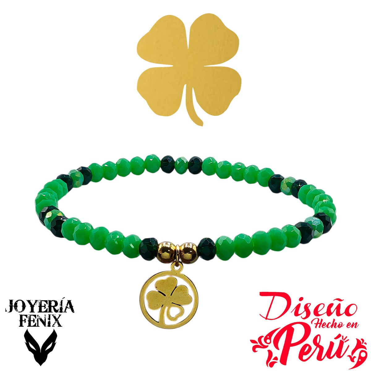 JOYERIA FENIX - Pulsera Trébol Elástica - Joyería Fénix