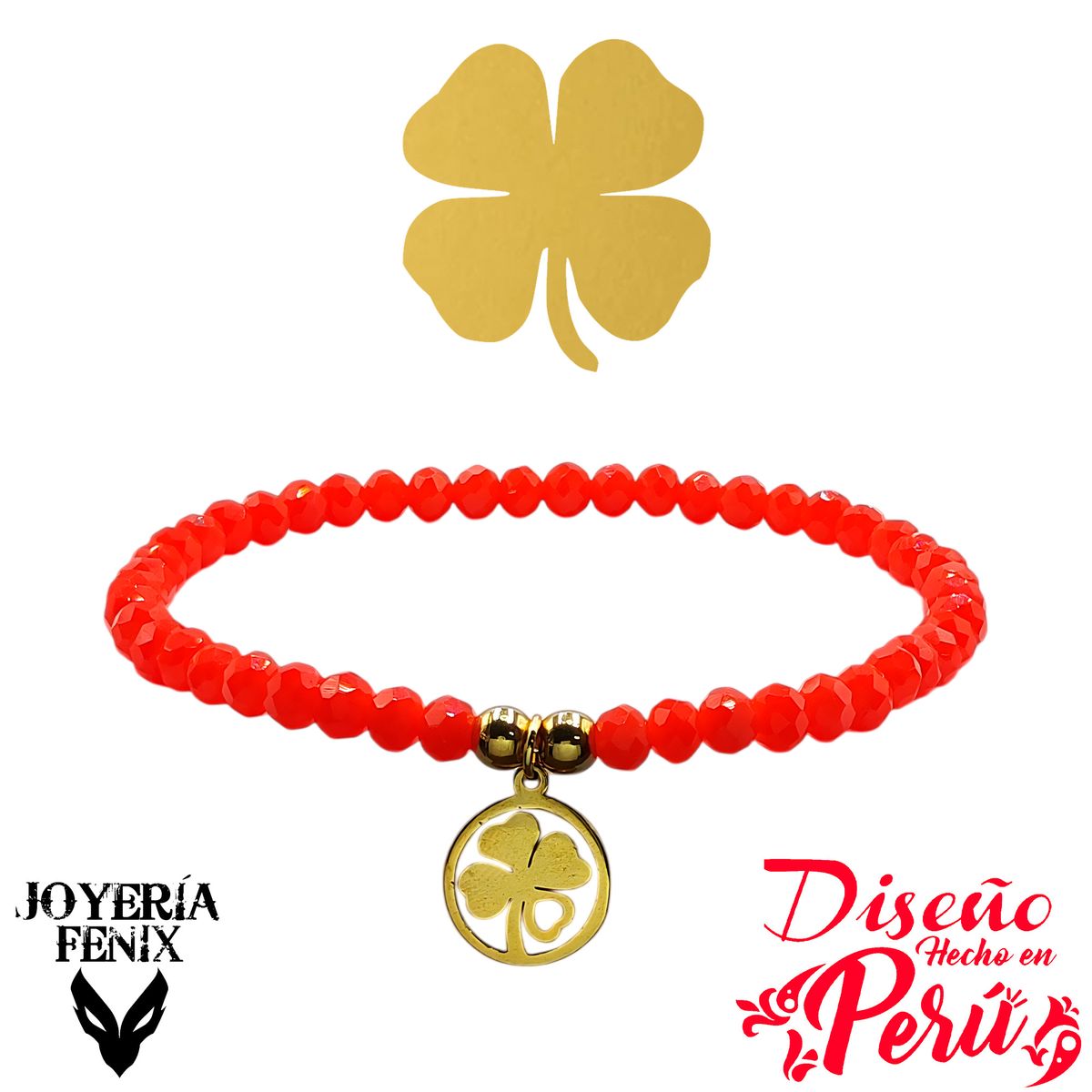 JOYERIA FENIX - Pulsera Trébol Elástica - Joyería Fénix