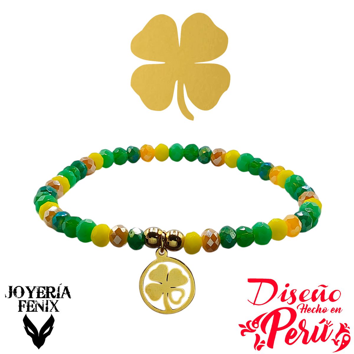 JOYERIA FENIX - Pulsera Trébol Elástica - Joyería Fénix