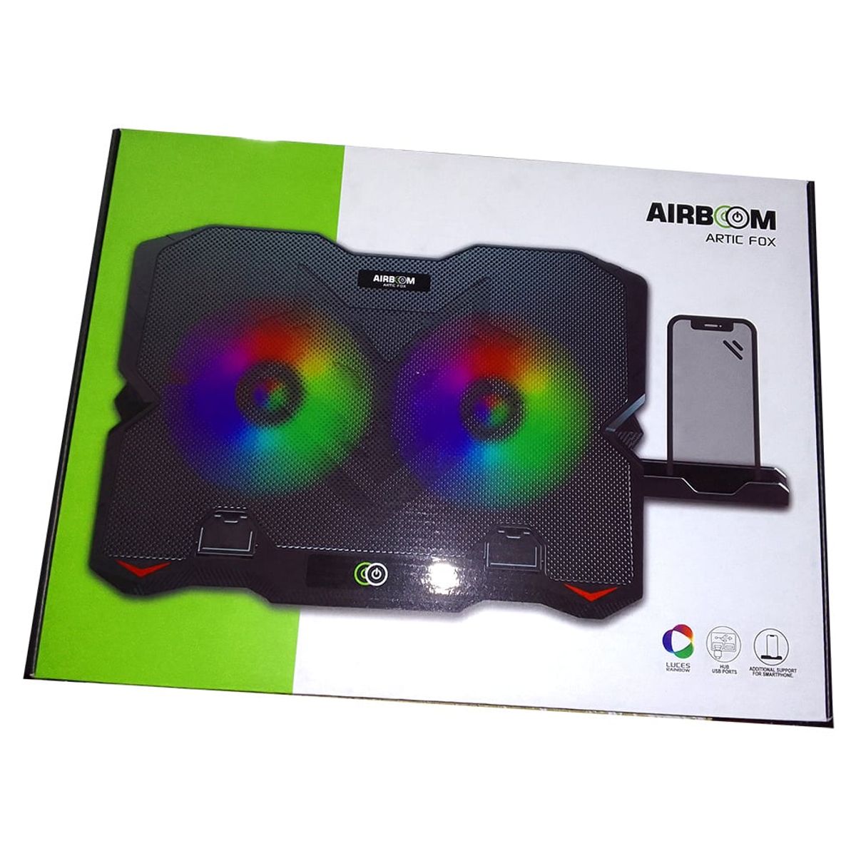 AIRBOOM - Cooler AIRBOOM AB005H, 2 FAN, 1200 RPM, para Laptops HASTA 17p