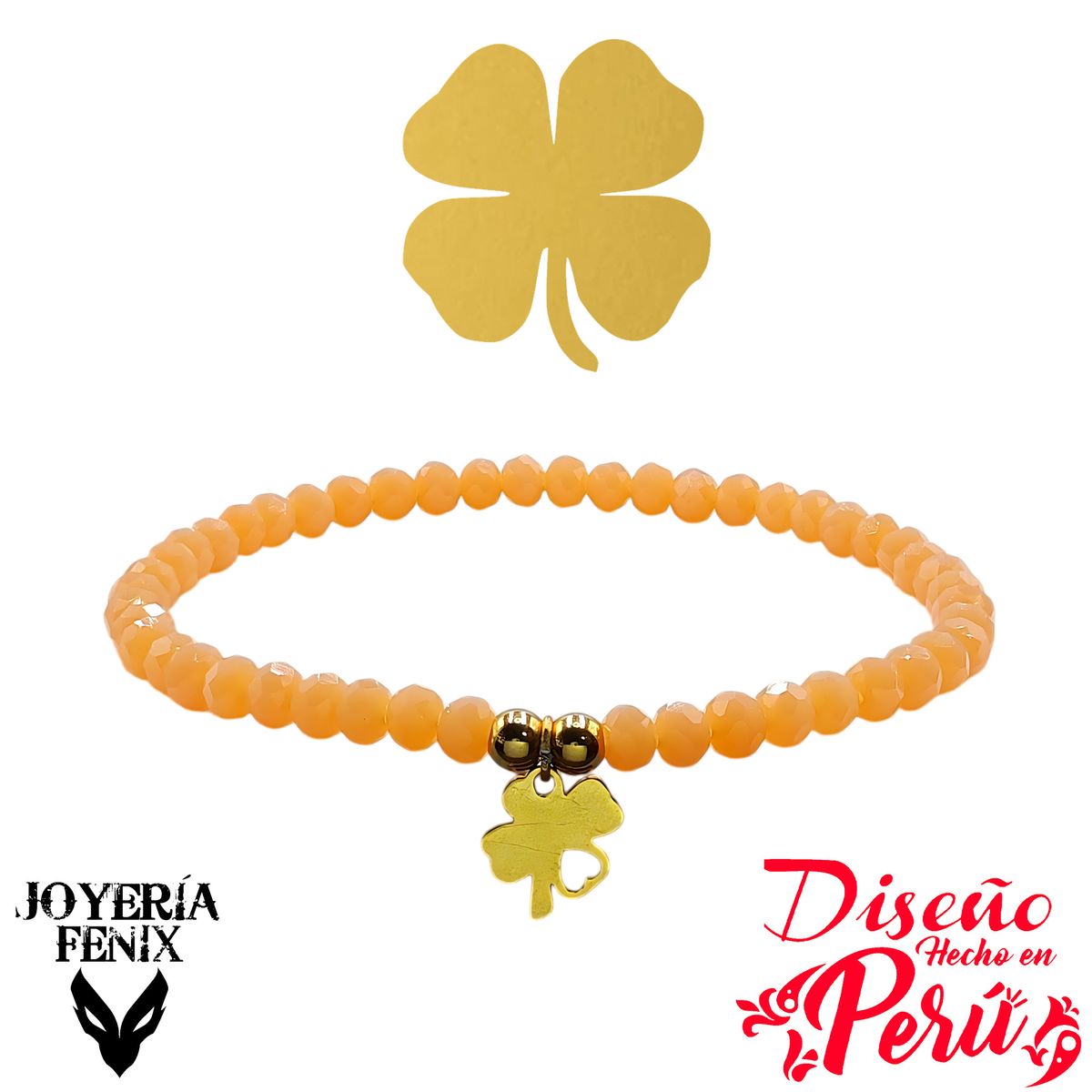 JOYERIA FENIX - Pulsera Trébol Elástica - Joyería Fénix