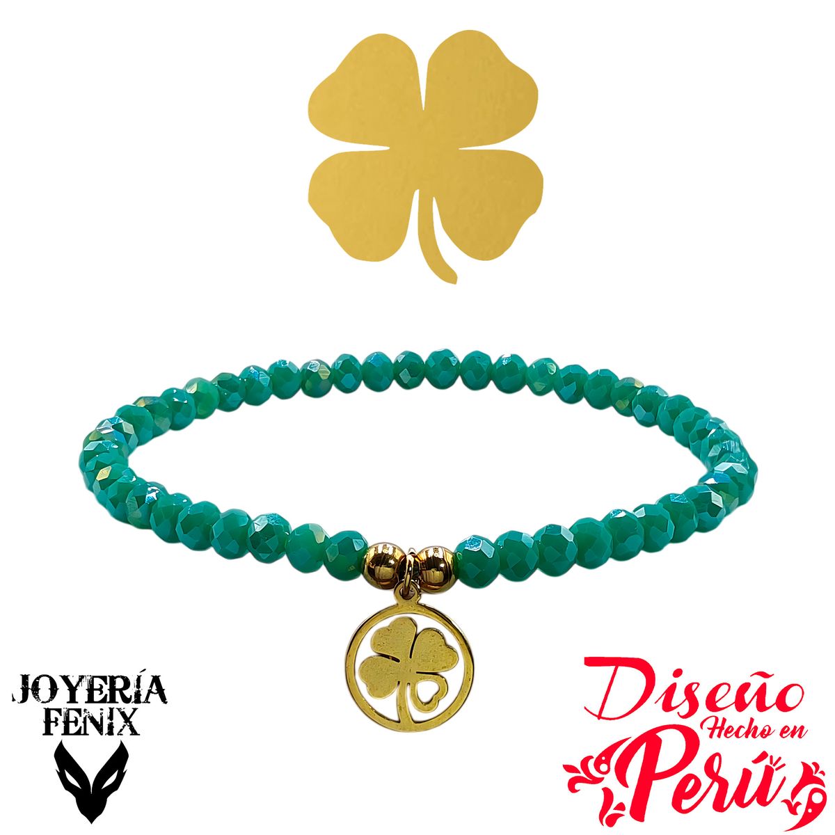 JOYERIA FENIX - Pulsera Trébol Elástica - Joyería Fénix