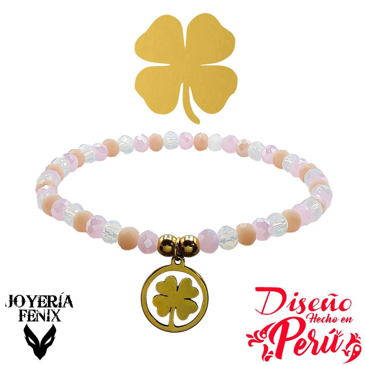 JOYERIA FENIX - Pulsera Trébol Elástica - Joyería Fénix