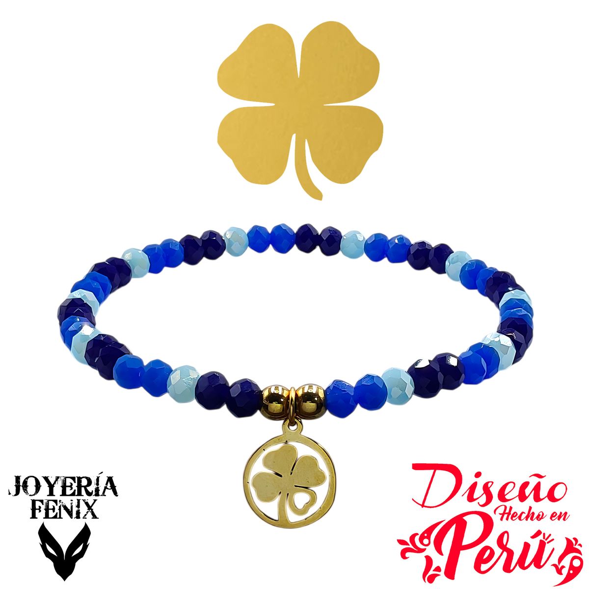 JOYERIA FENIX - Pulsera Trébol Elástica - Joyería Fénix