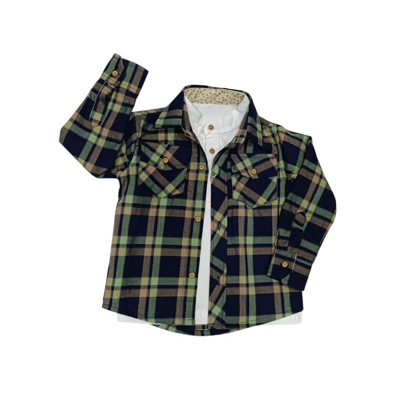 GENERICO - Camisa Niños Manga Larga + Polo 100% Algodón