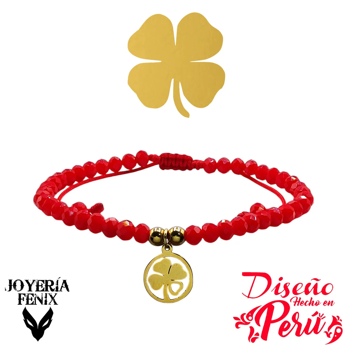 JOYERIA FENIX - Pulsera Trébol Ajustable - Joyería Fénix