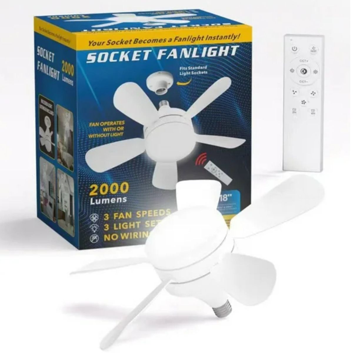 SEISA - Ventilador de Techo control remoto 3 colores 3000-6500K Foco 2000L