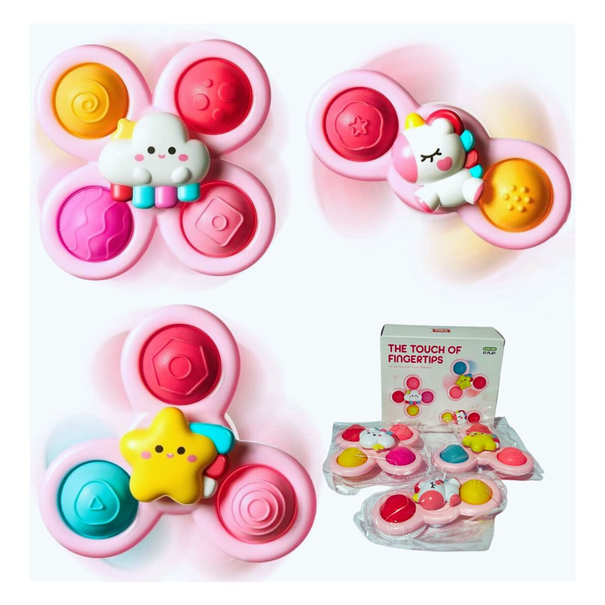 GENERICO - Juguete Sensorial Giratorio Spinners Unicornios 3pcs para Bebé Niña