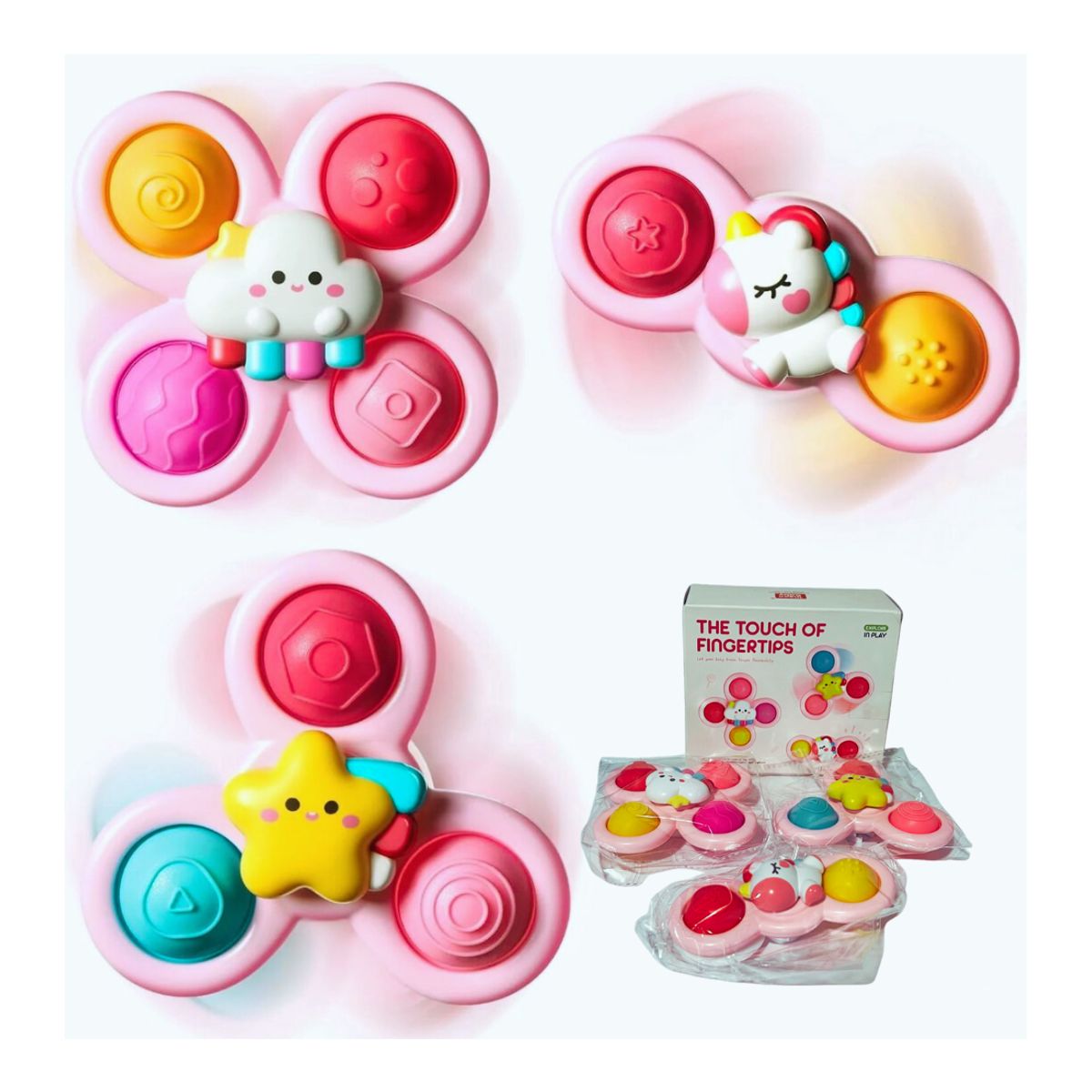 GENERICO - Juguete Sensorial Giratorio Spinners Unicornios 3pcs para Bebé Niña