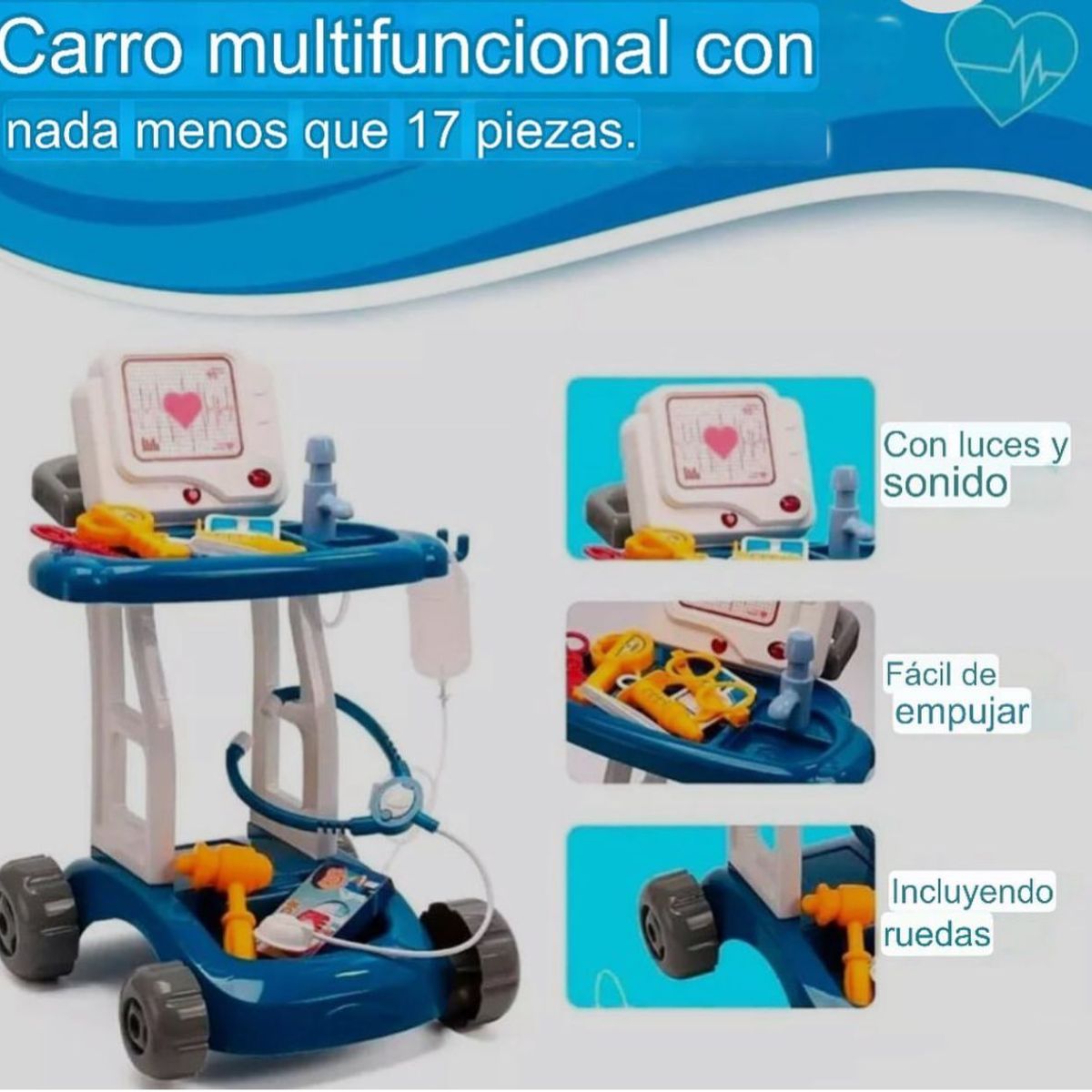 GENERICO - SET DE DOCTOR MUSICAL PARA NIÑOS - AZUL