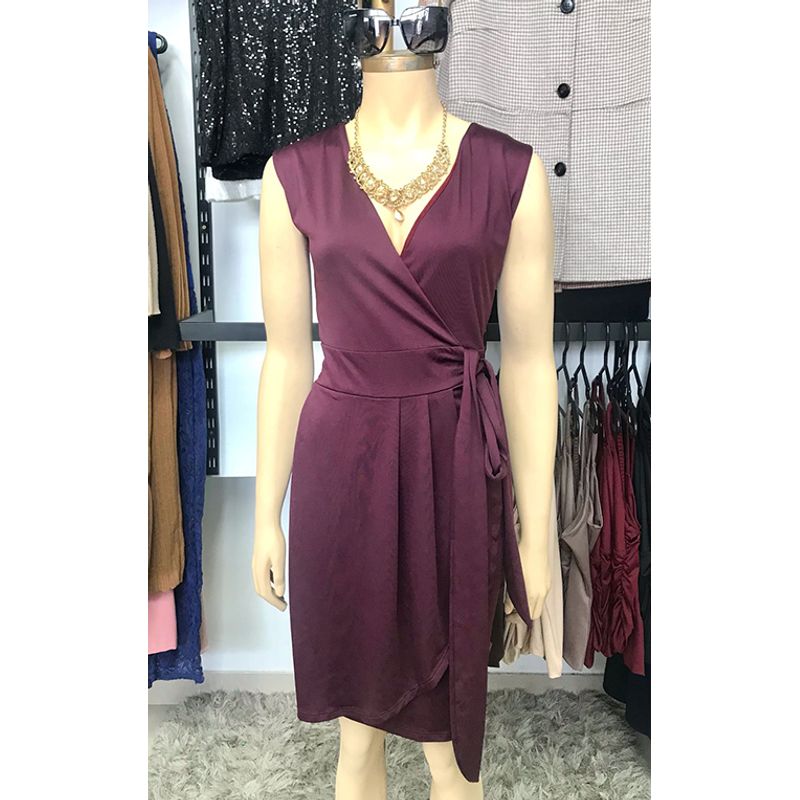 GENERICO - Vestido Envolvente Cata Color Vino Estacion 108