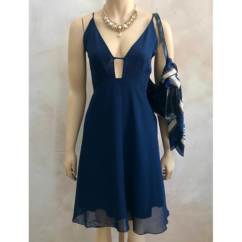 GENERICO - Vestido Gasa Carla Color Azul Noche Estacion 108