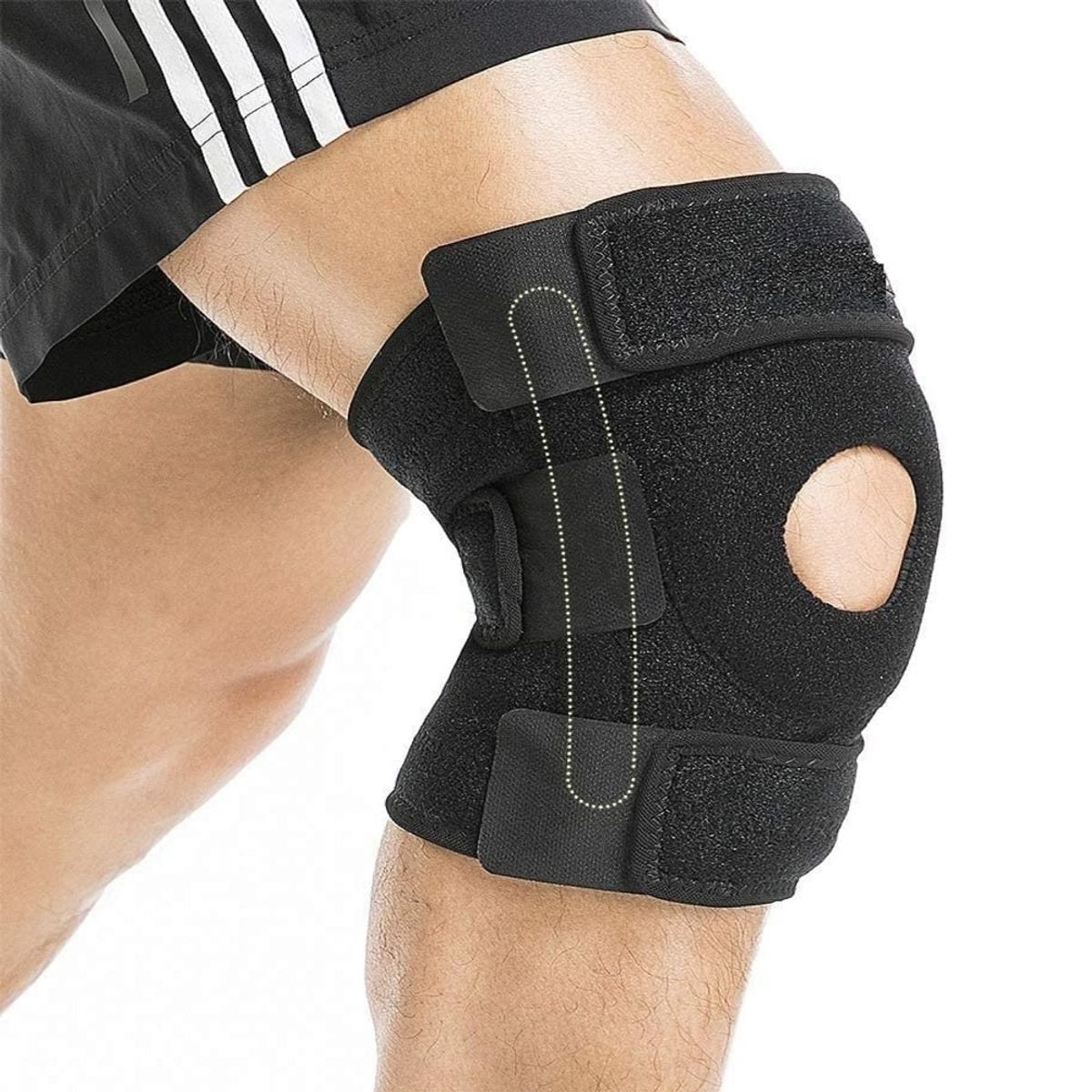 Alpha Gym - Rodillera abierta deportiva ajustable con varillas - L