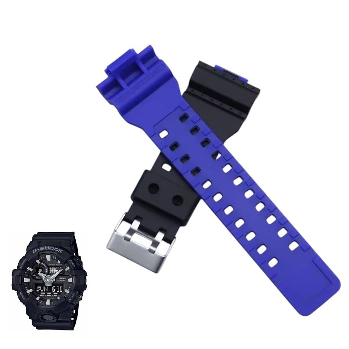 GENERICO - Correa Repuesto Bicolor para CASIO G SHOCK GA-700 - NAzul