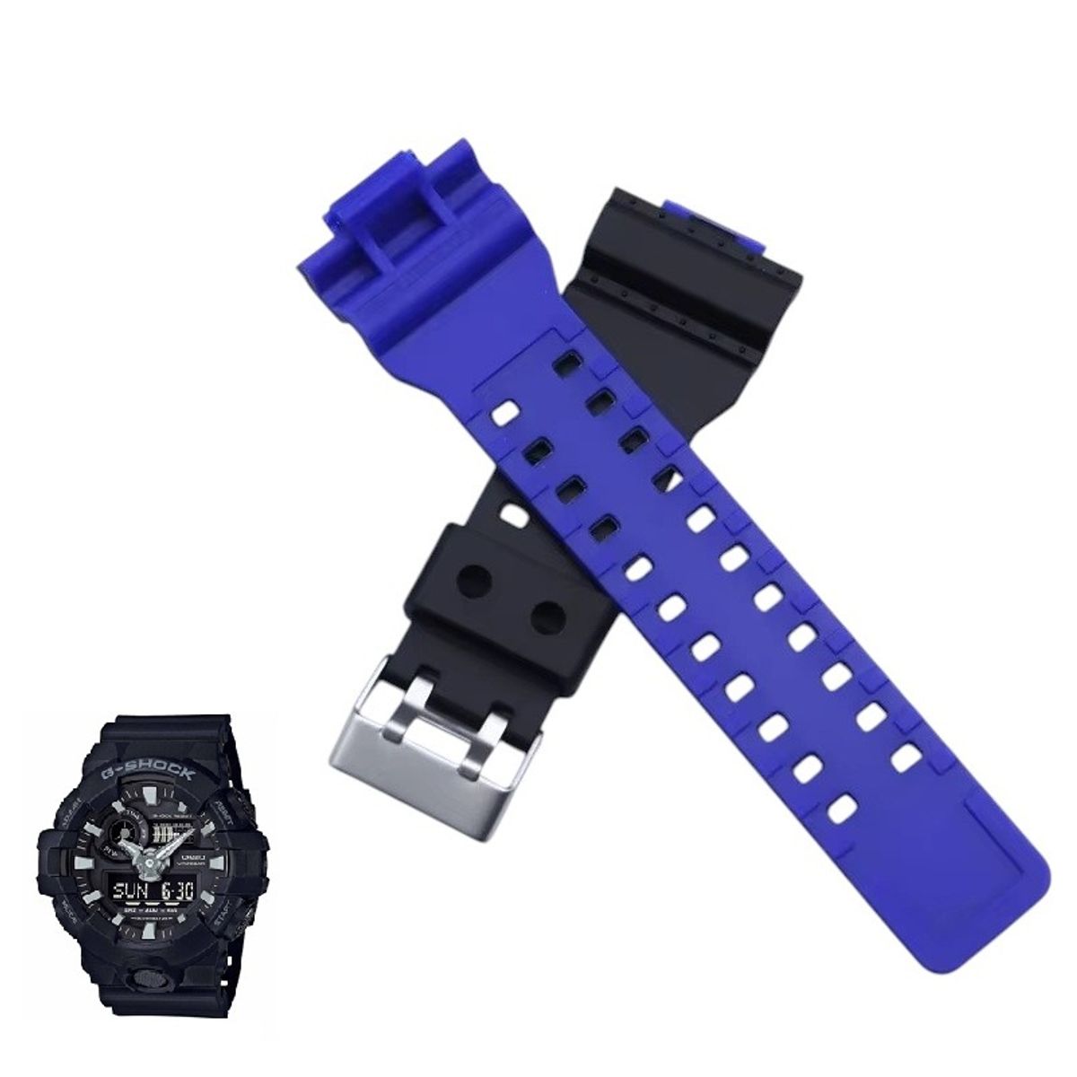 GENERICO - Correa Repuesto Bicolor para CASIO G SHOCK GA-700 - NAzul