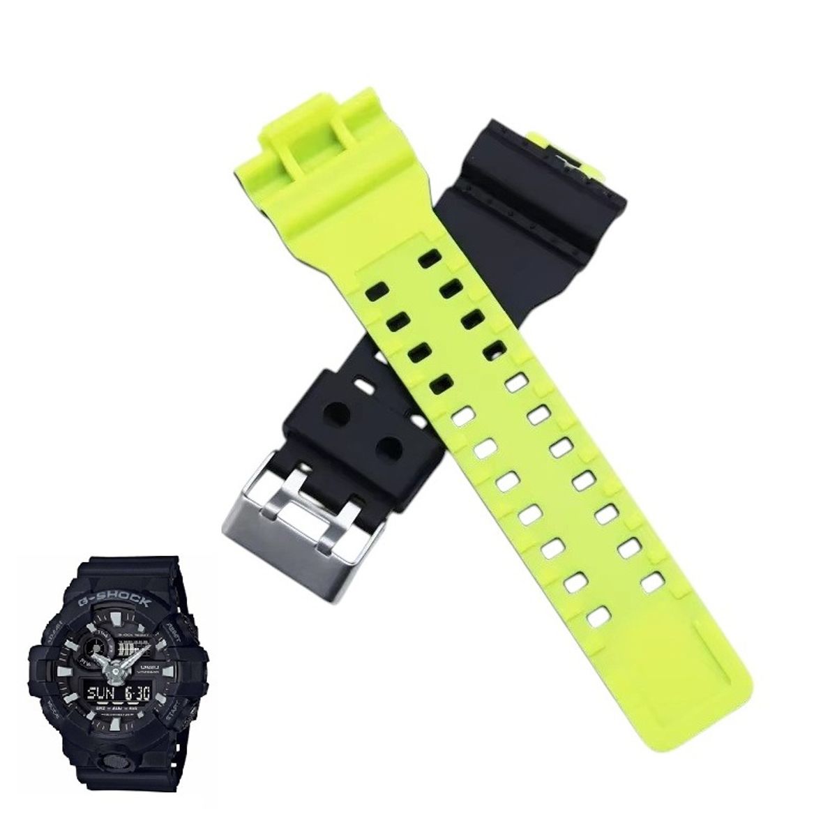 GENERICO - Correa Repuesto Bicolor para CASIO G SHOCK GA-700 - NAmarillo