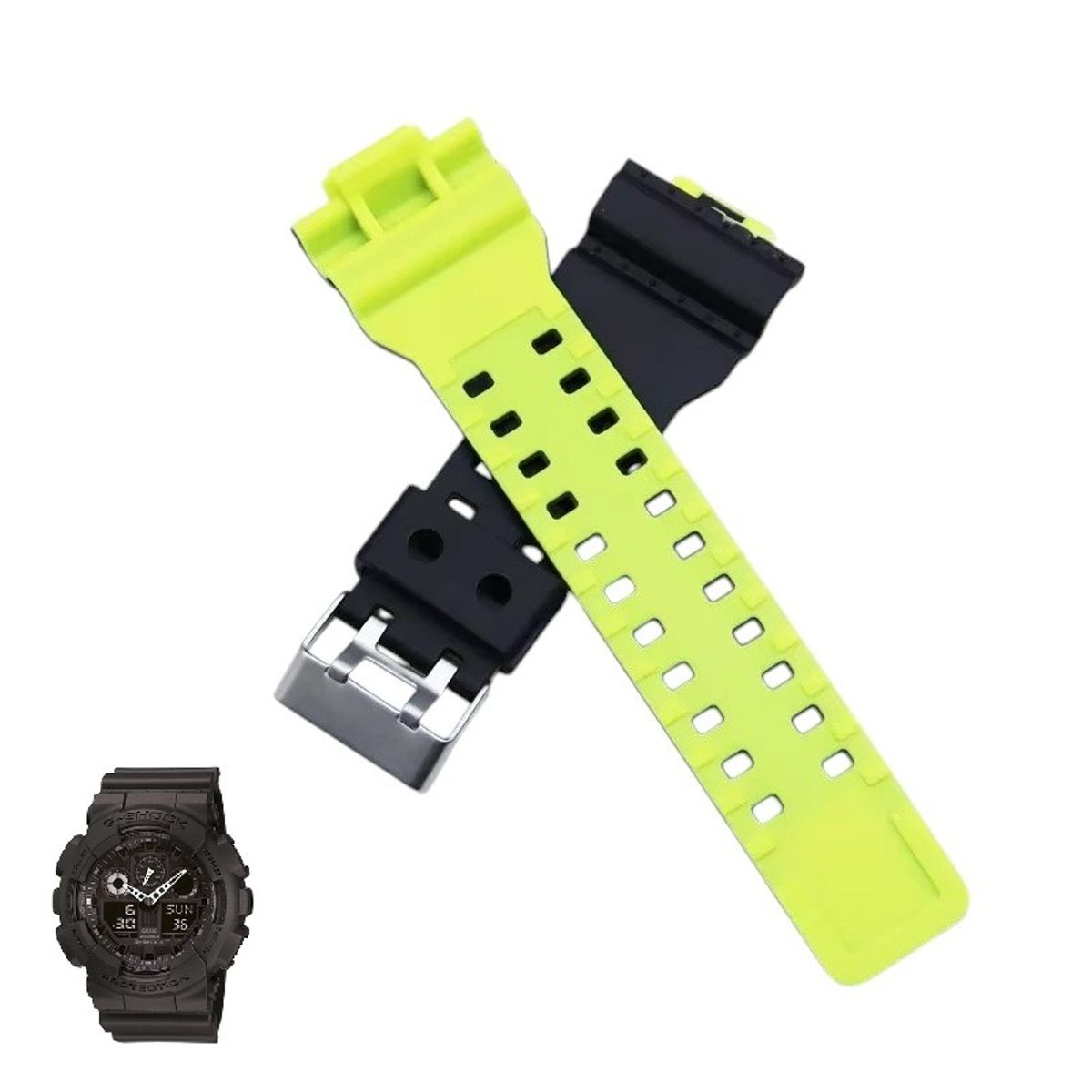 GENERICO - Correa Bicolor para CASIO G SHOCK GA-100 - 110 - 120 - NAmarillo