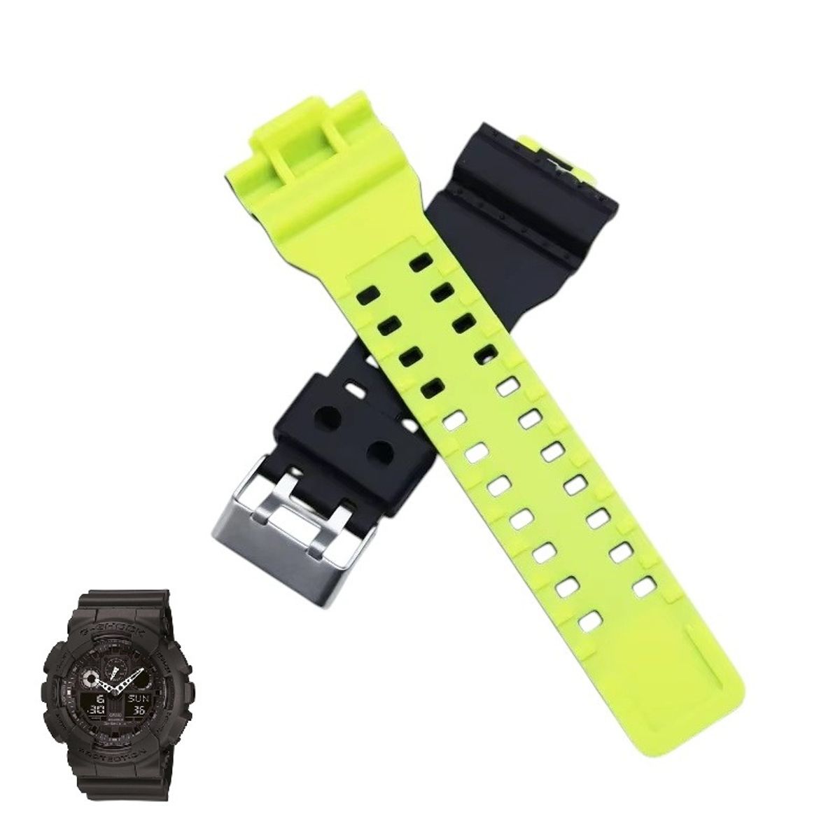 GENERICO - Correa Bicolor para CASIO G SHOCK GA-100 - 110 - 120 - NAmarillo