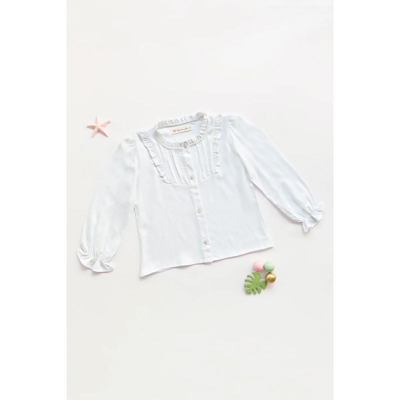 KIDS MASHMELO - Blusa para Niña en Lino Licrado con Tableros en Canesú - Kids Mahmelo