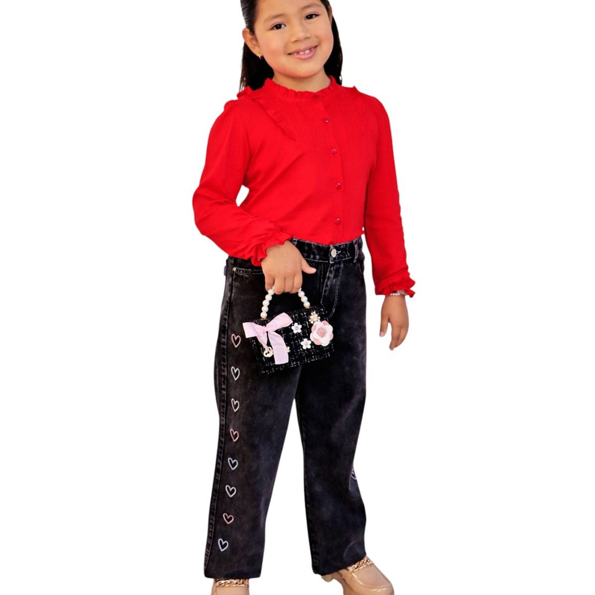 KIDS MASHMELO - Blusa para Niña en Lino Licrado con Tableros en Canesú - Kids Mahmelo