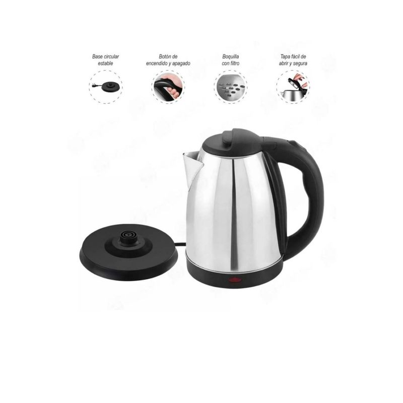GENERICO - HERVIDOR ELECTRICO JARRA DE  2 LITROS ACERO INOXIDABLE 1500W