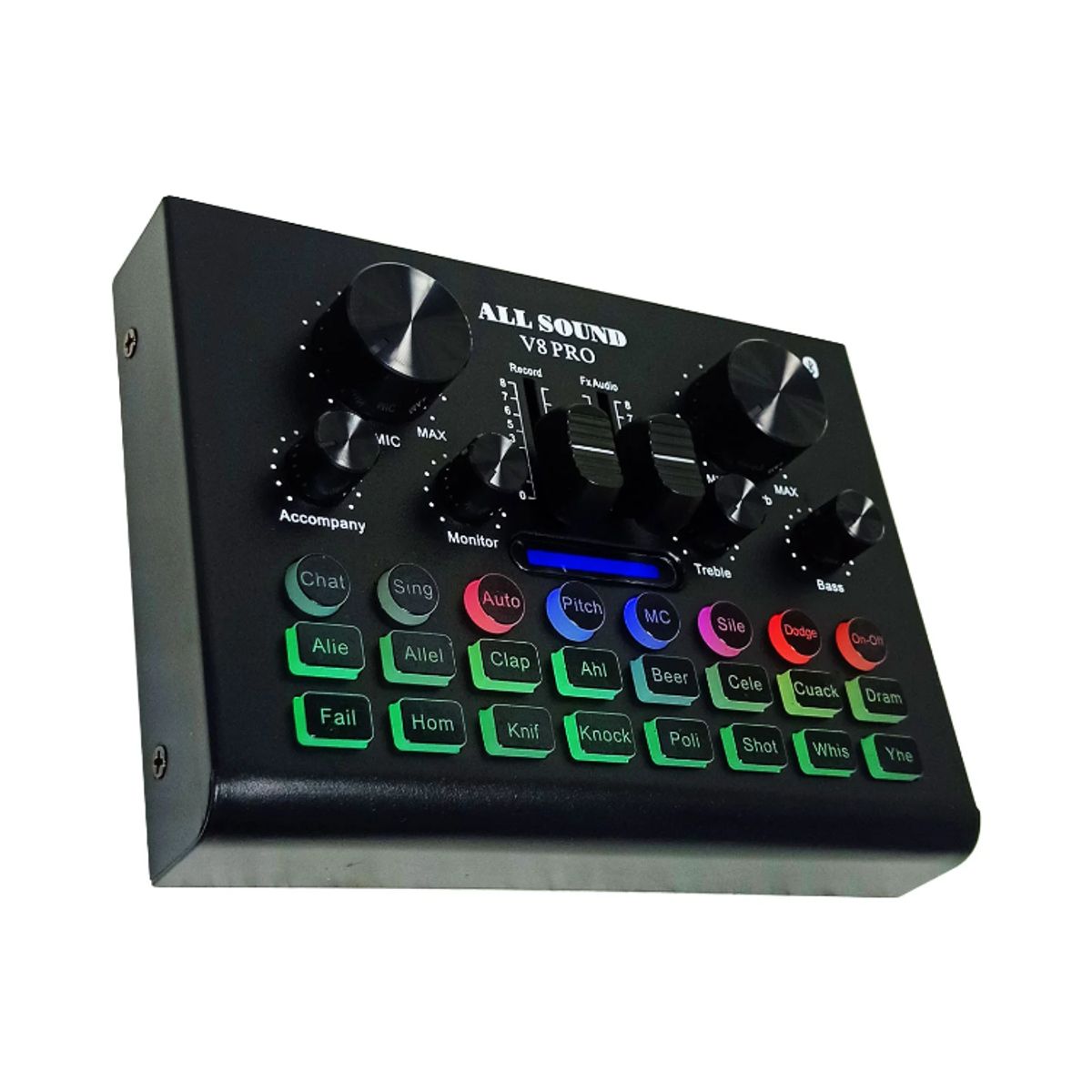 ALL SOUND - Interfaz de Audio para Transmisión en Vivo con 16 Efectos V8PRO ALL SOUND