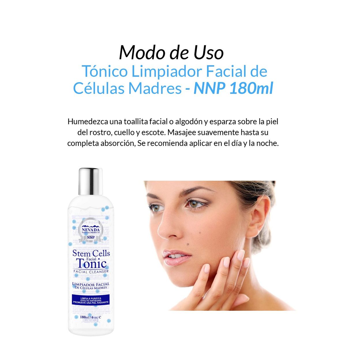 NEVADA NATURAL PRODUCTS - Tónico Limpiador Facial De Células Madres Nevada 180ml 3 Unidades