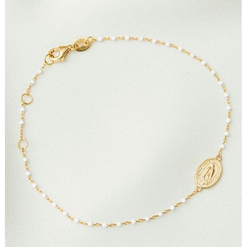 NATHALIE BIRD - Pulsera Piedras Blancas Virgen Guadalupe Gold
