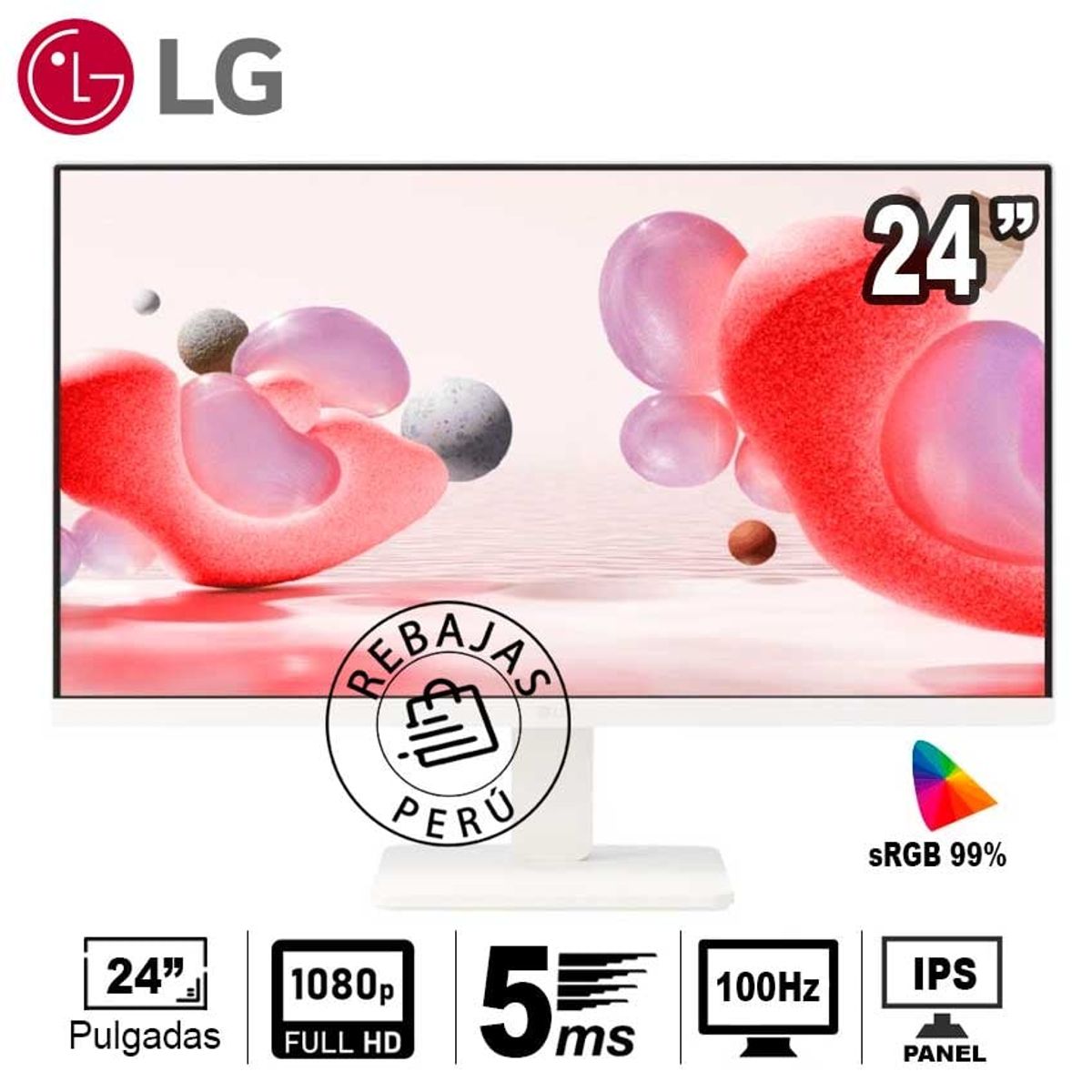 LG - Monitor LG 24MR400-W 24 IPS FHD 100Hz AMD FreeSync Cuidado Ocular